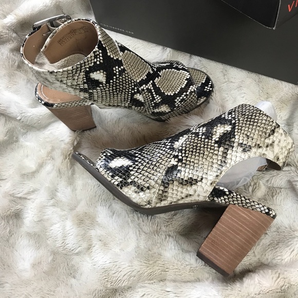 snakeskin peep toe booties